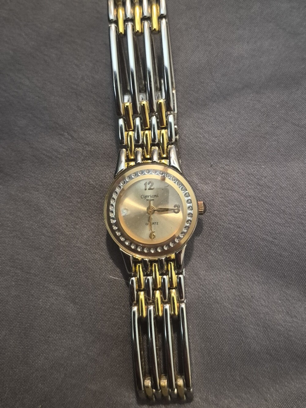 Cipriani Two-Tone Gold and Silver Crystal Bezel Women's Watch